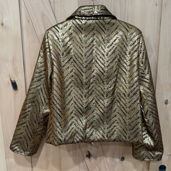 Vintage Painted Pony Wearable Art Geometric Gold Jacket Size Small Shimmer Coat - Picture 5 of 15